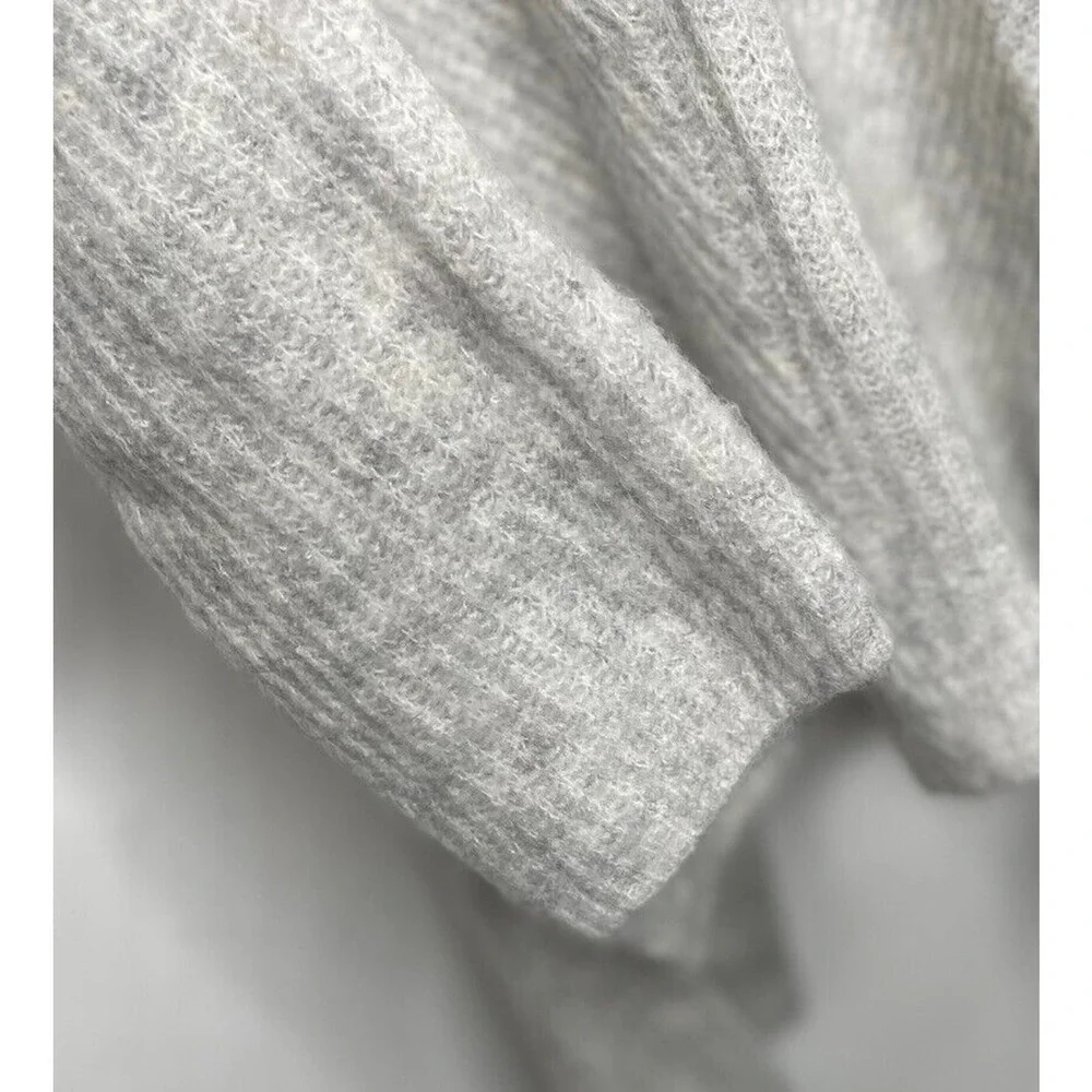 J Crew Point Sur Gray Ribbed Sweater Back Buttons‎ Womens XS Oversized Alpaca